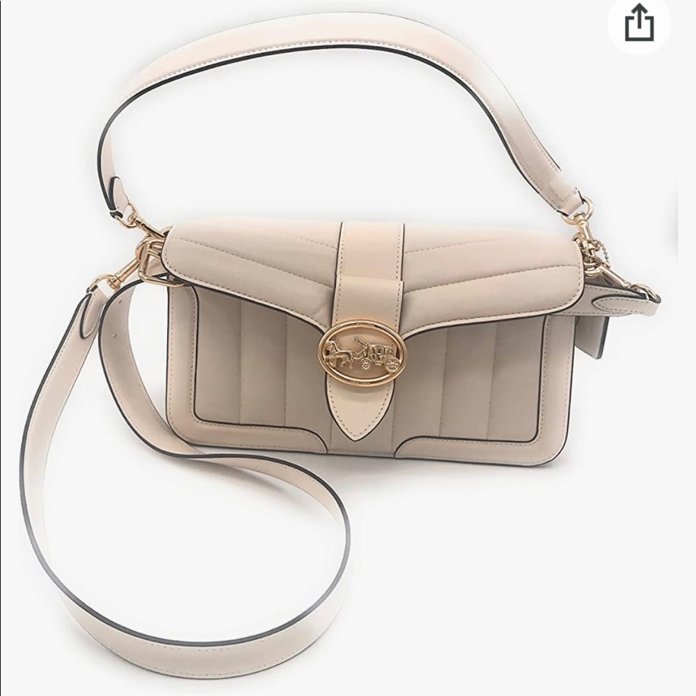 COACH Georgie puffy quilted leather shoulder bag in chalk (ivory)